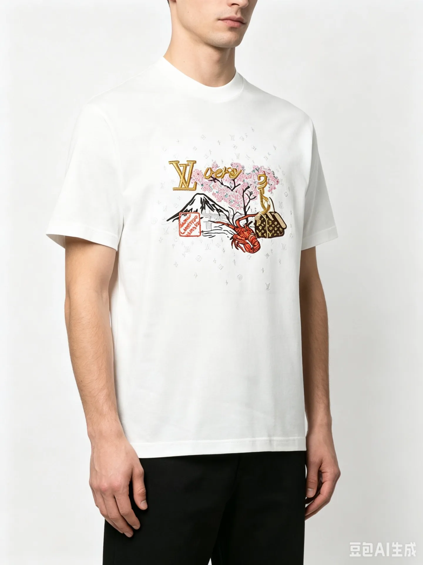 Louis Vuitton/Louis Vuitton cultural landscape elements embroidered short sleeves
